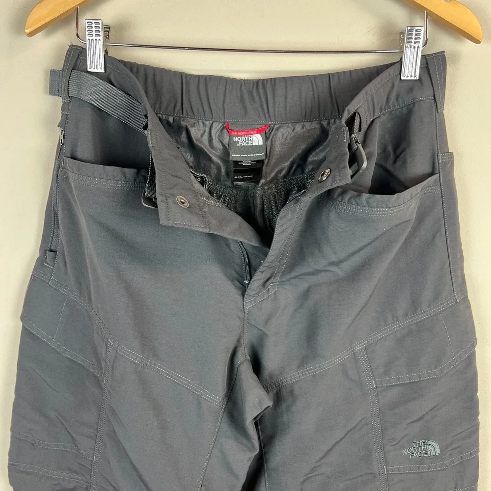The North Face Convertible Cargo Pants Shorts Mens Small Gray Belted Hiking S